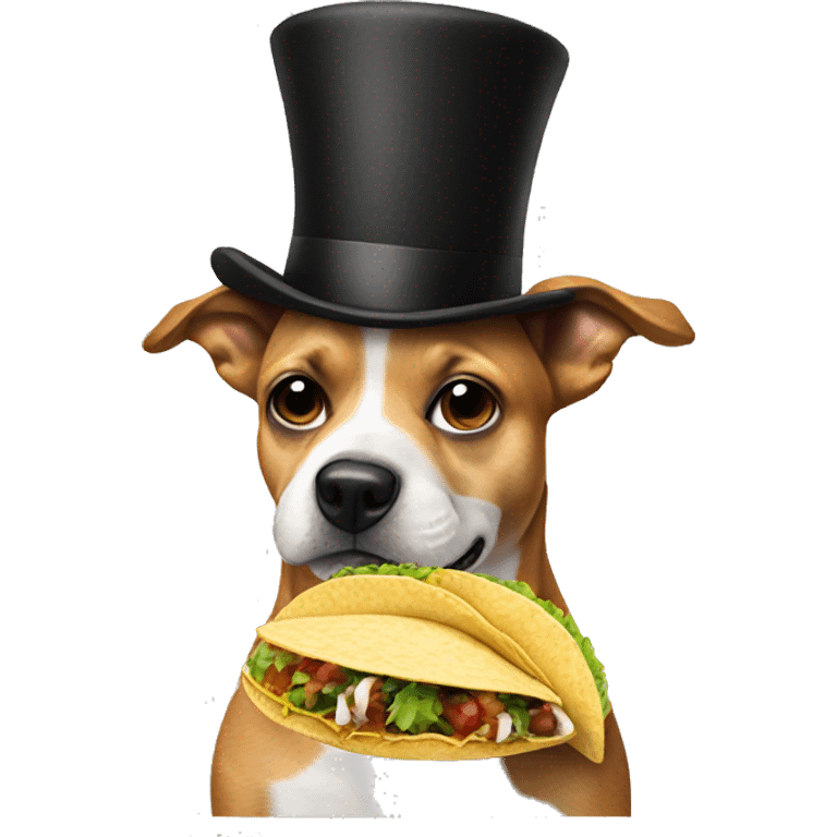 dog wearing top hat eating tacos emoji