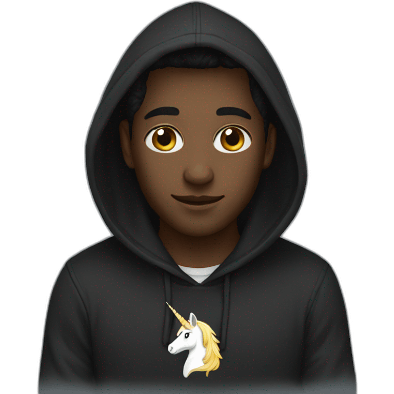 licorn in a black hoodie emoji