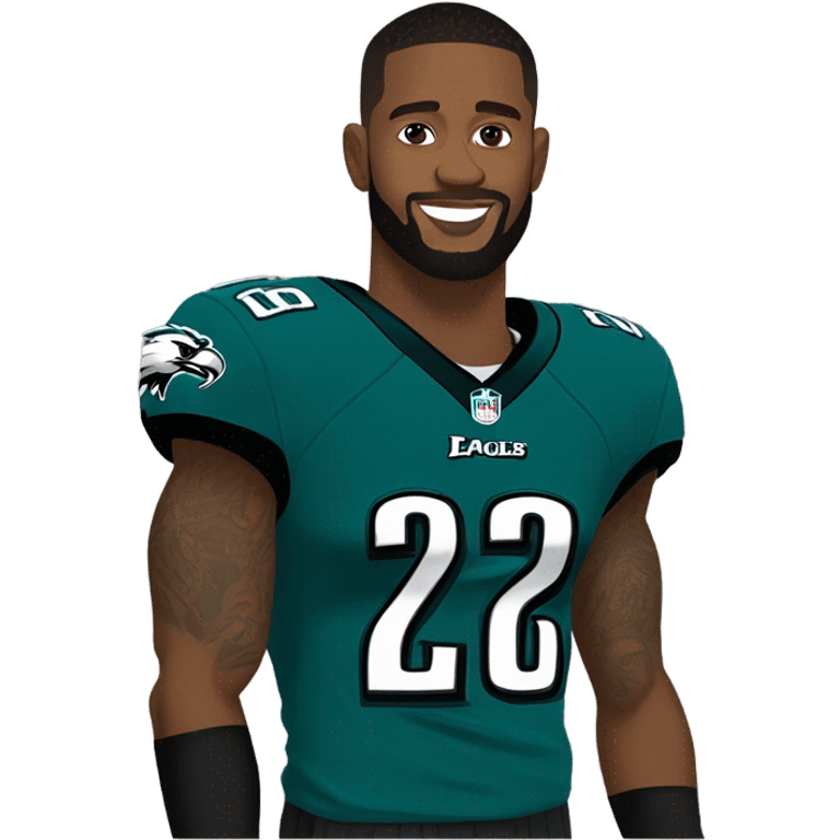 Darius Slay in an Eagles jersey with his arm in a sling.  emoji