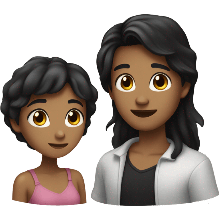 boy with black hair and girl with black hair in love emoji