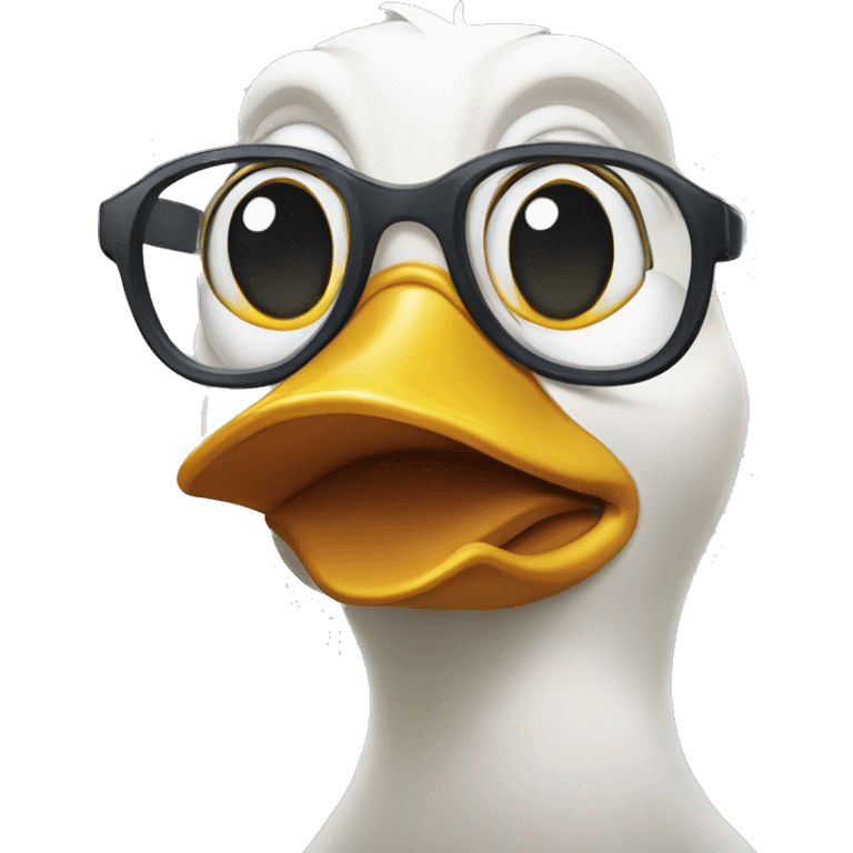 Annoyed duck peering over glasses emoji