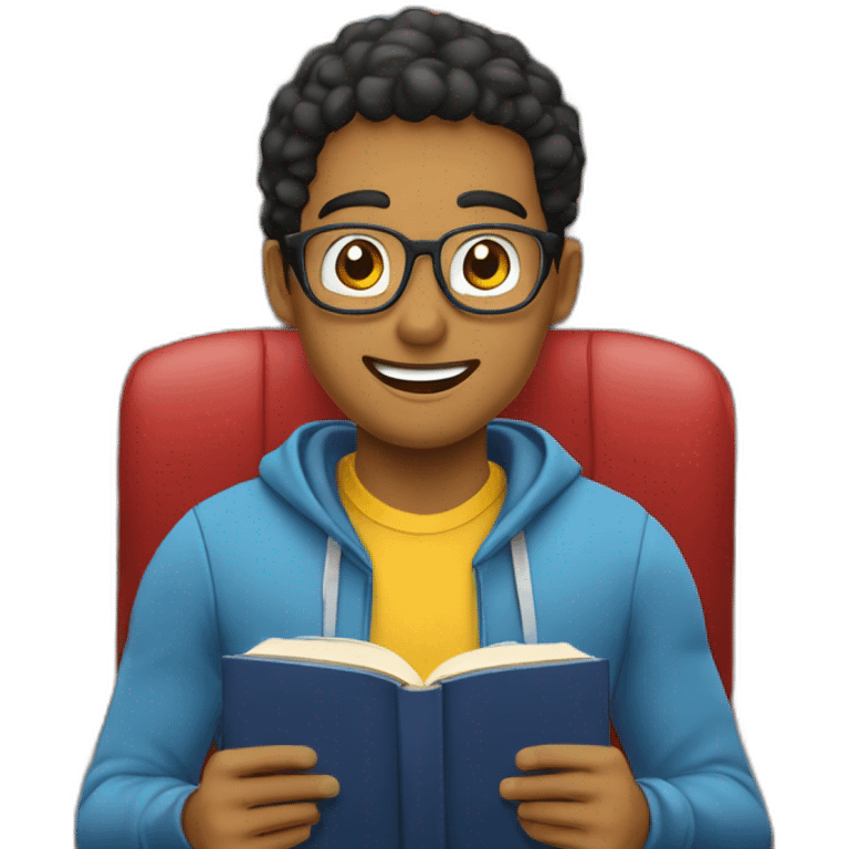 Estudiante con libro abierto mirando al techo emoji