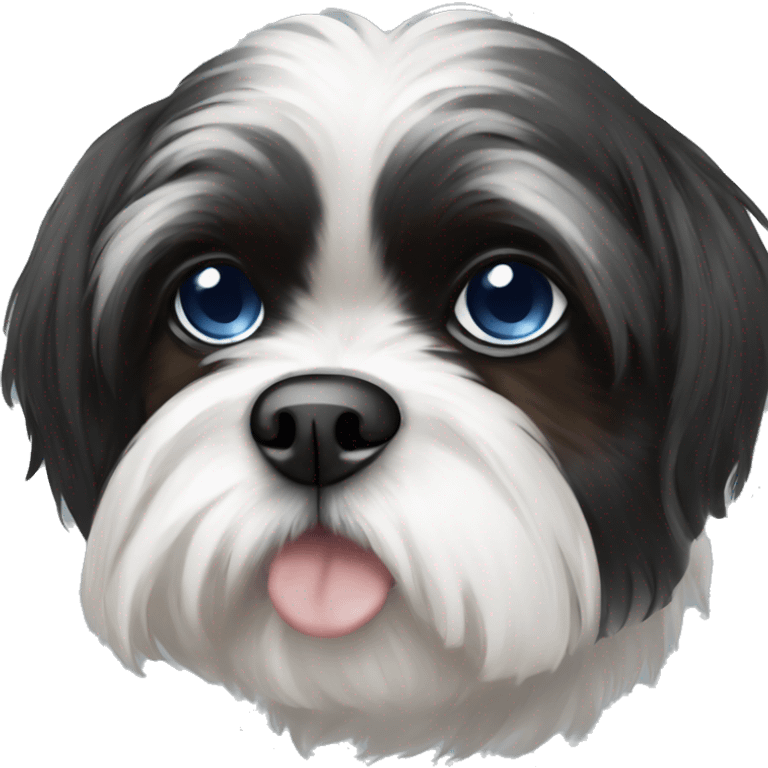 black and white shih tzu with one brown eye and one blue eye emoji