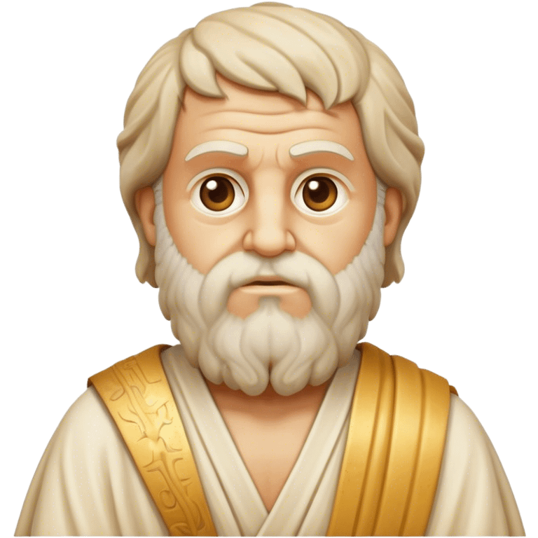 Cinematic Realistic Plato Portrait Emoji, depicted as a wise ancient philosopher with a contemplative expression in classical robes, rendered with soft textures and timeless serene lighting that captures his intellectual legacy. emoji