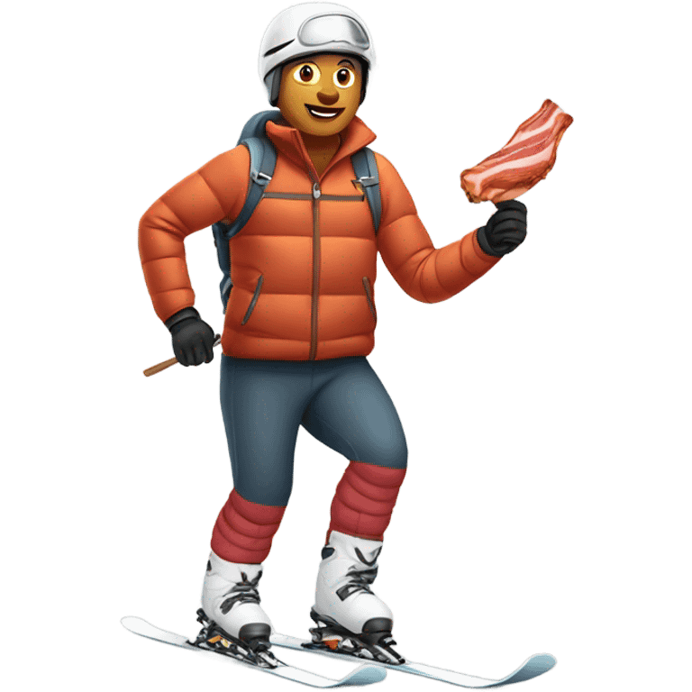 Skier with bacon emoji