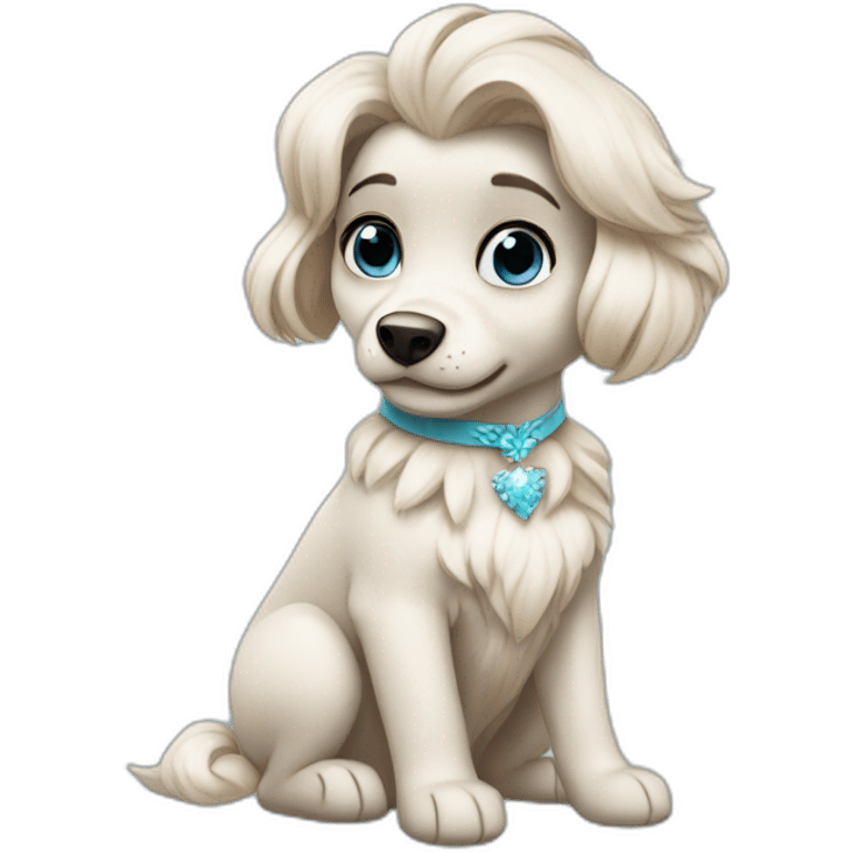 Elsa on a dog emoji