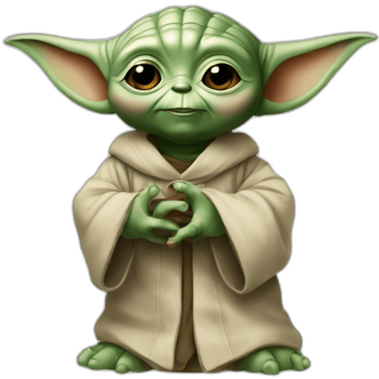 Bébé yoda cœur doigt emoji