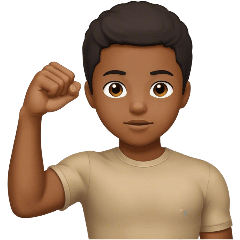 black kid holding his fist up emoji