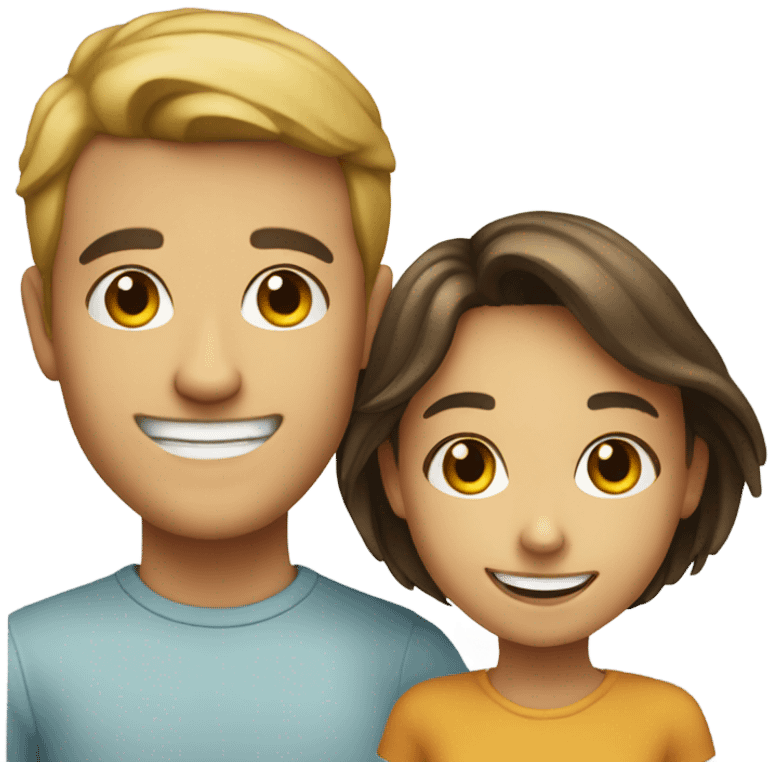 smiling girl with guy emoji