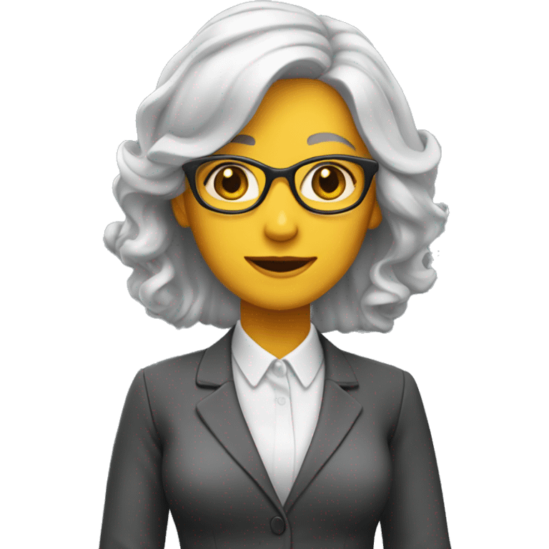 Women business teacher with gray color hair. And yellow skin color  emoji