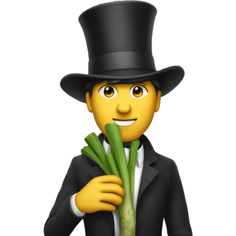 Make a Man holding a Leek wearing a tophat emoji