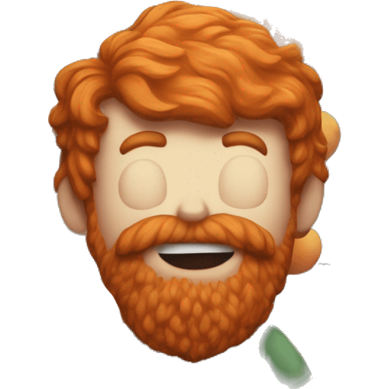 Bearded red head eating a juicy peach   emoji