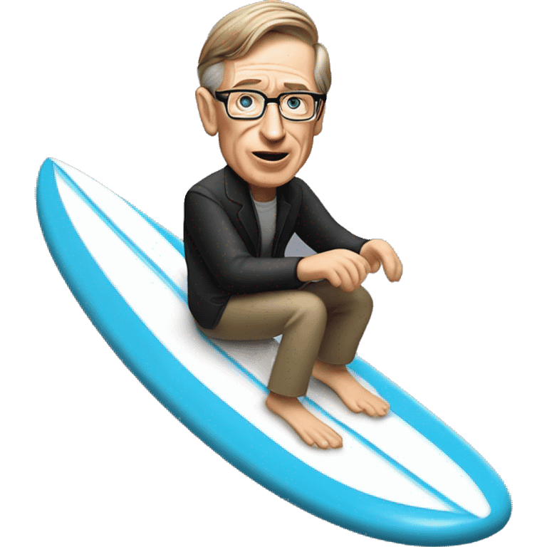 Stephan hawking riding on a surf board emoji