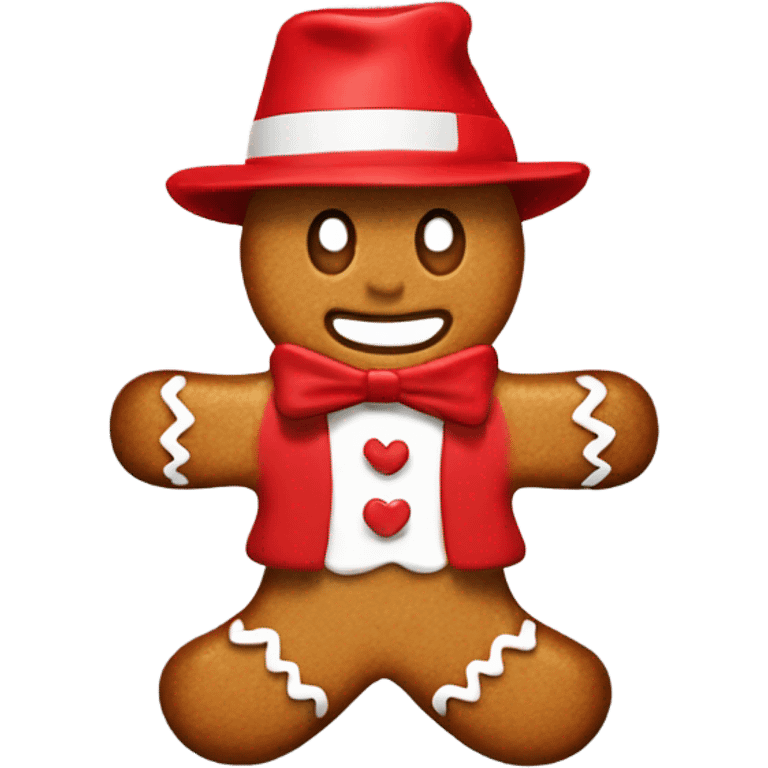 Gingerbread man wearing red MAGA hat emoji