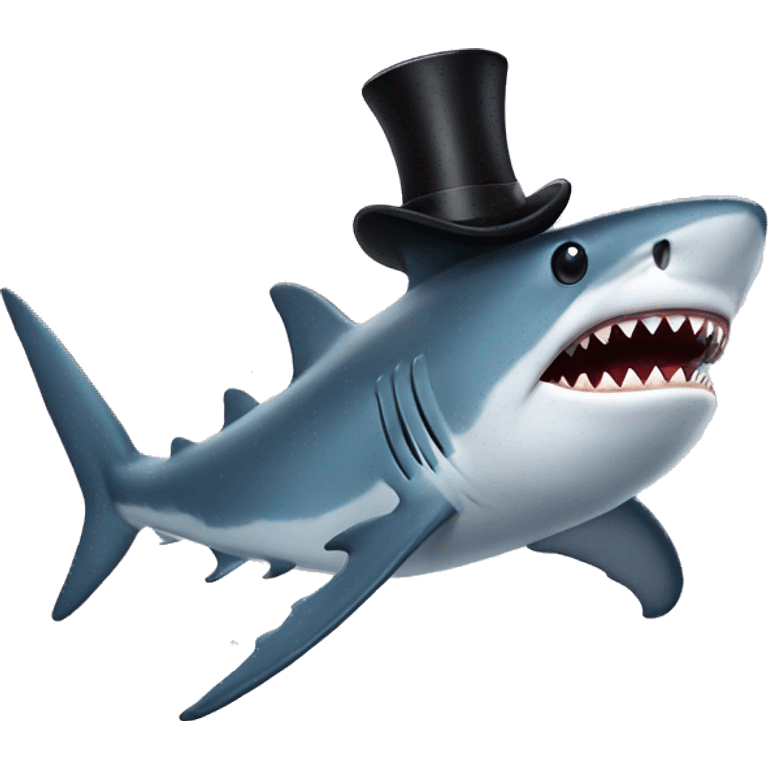 Shark with a top hat emoji