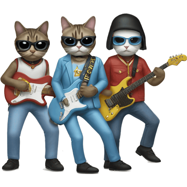 4 cats dressed as the band weezer emoji