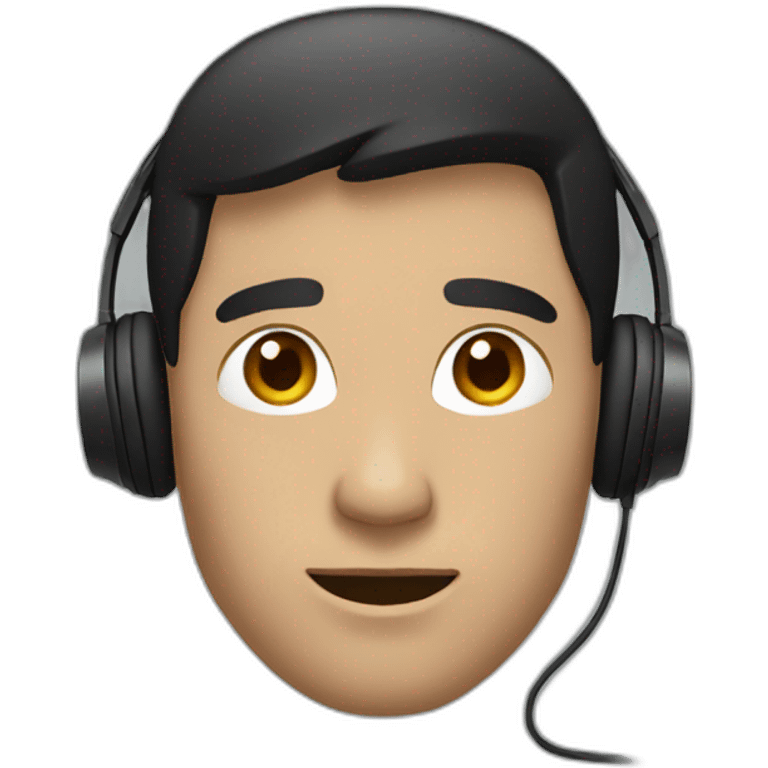 man with dark short hair and headphones emoji