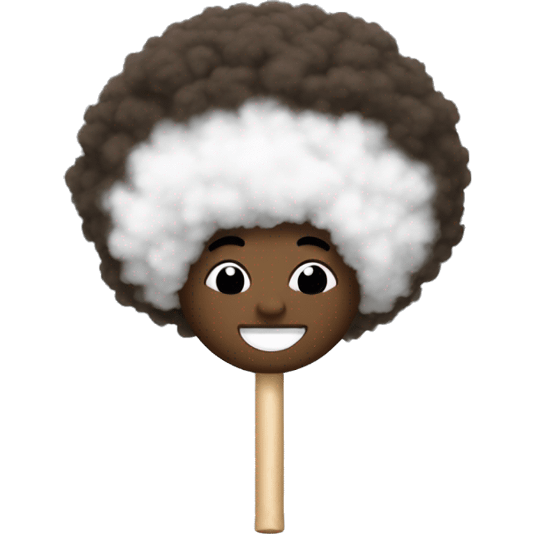 Cotton stick with an afro emoji