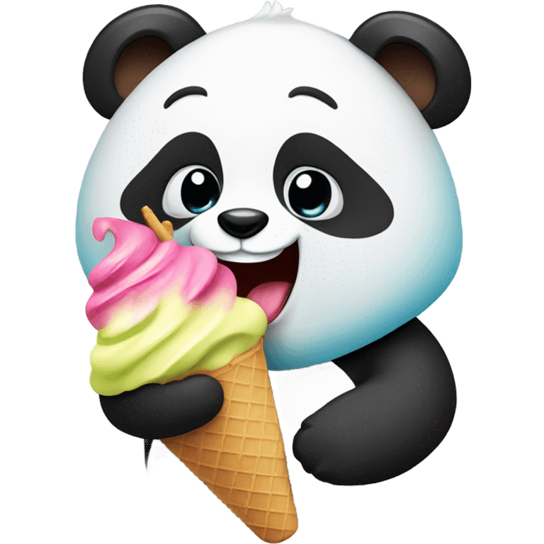 Panda eating ice cream emoji