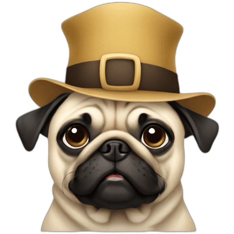 Pug wearing hat emoji