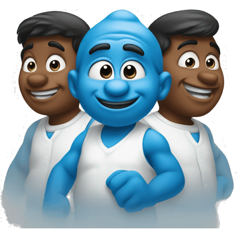 three small blue smurfs  emoji