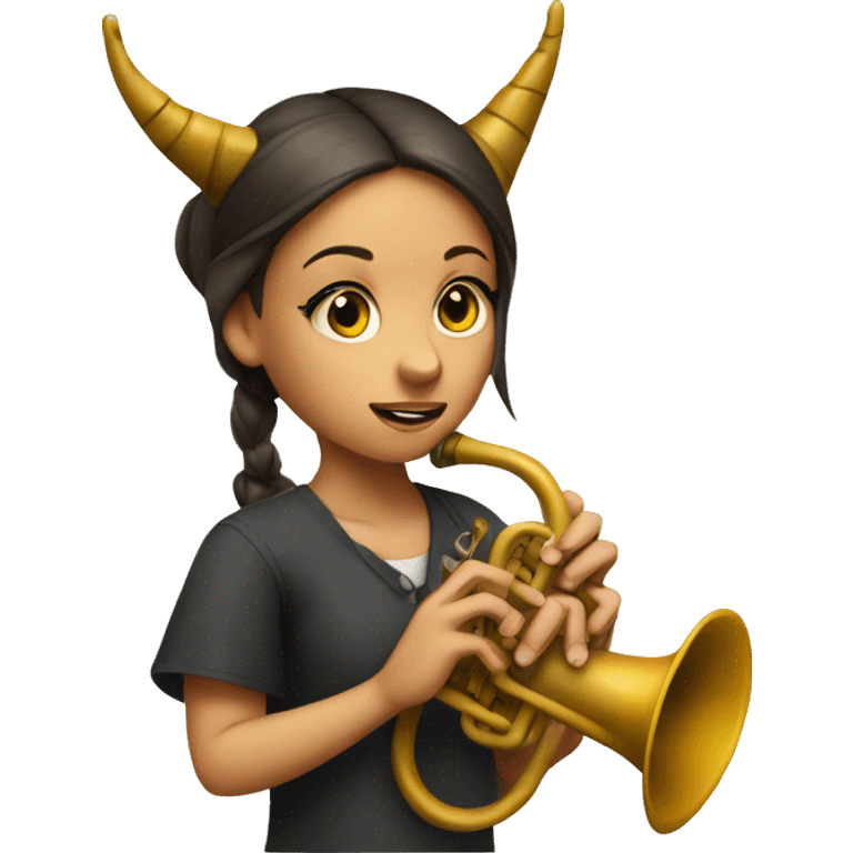 A girl with a horn and on top of her written XI emoji