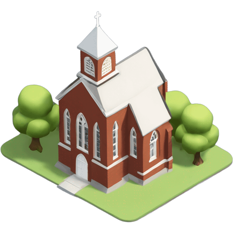 isometric curved redbrick single story Anglican church emoji