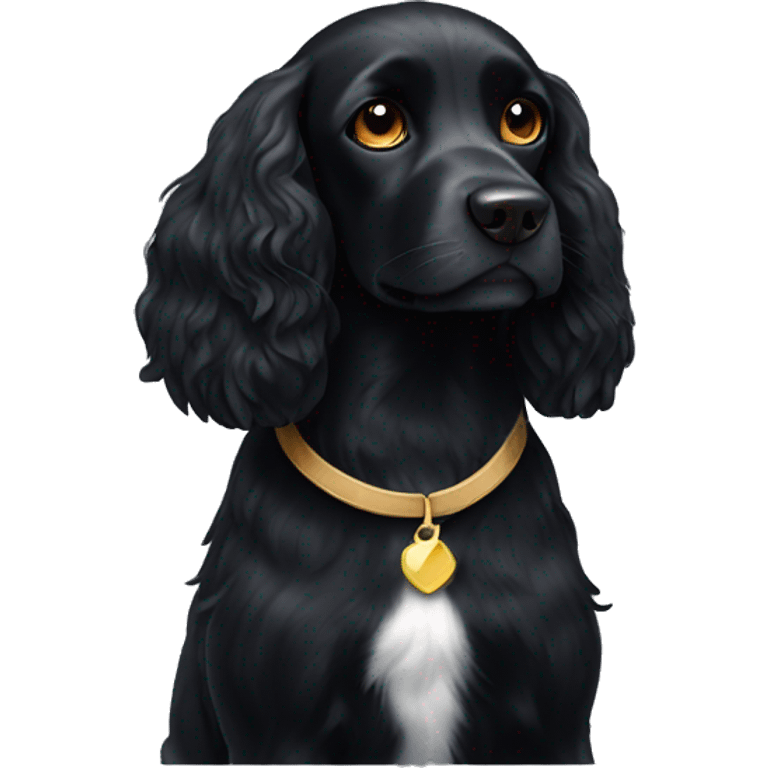 Black spaniel with white flash on chest emoji