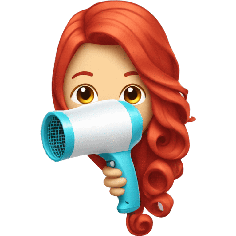 red hair dryer in hand emoji