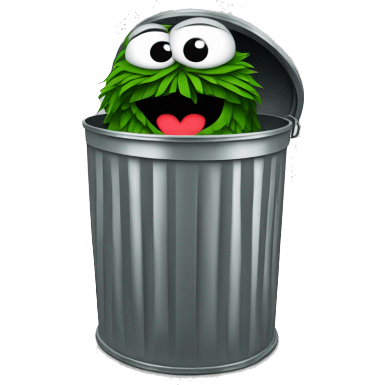 oscar the grouch inside metal trash can emoji