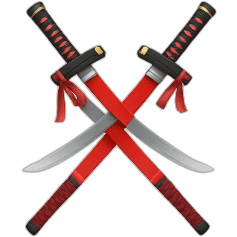 Crossed Japanese katanas with a red circle emoji