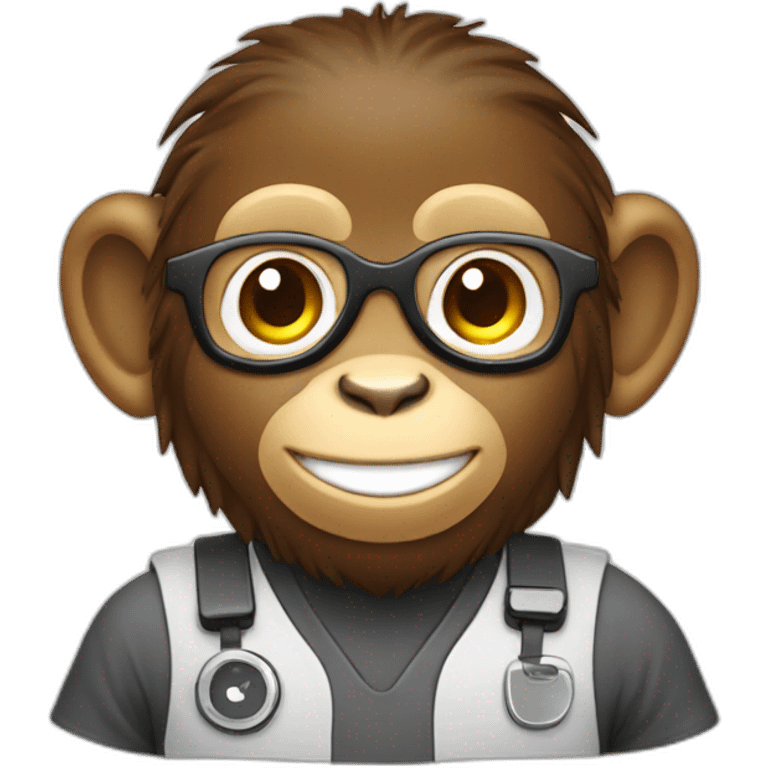 smiling monkey software engineer using a computer emoji