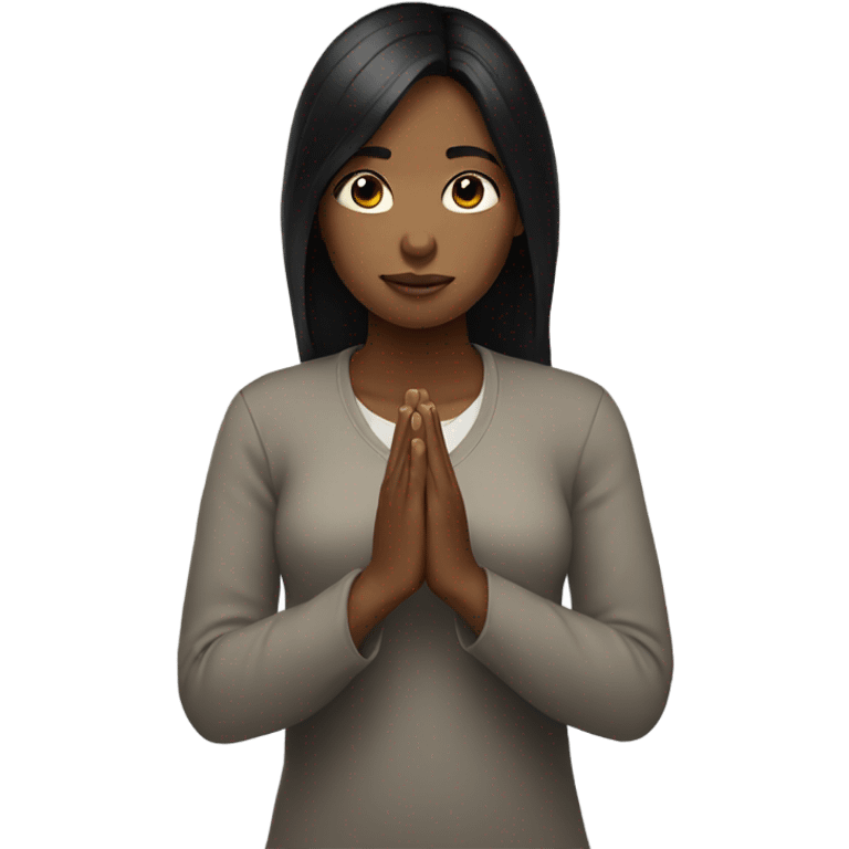 girl with black hair praying emoji