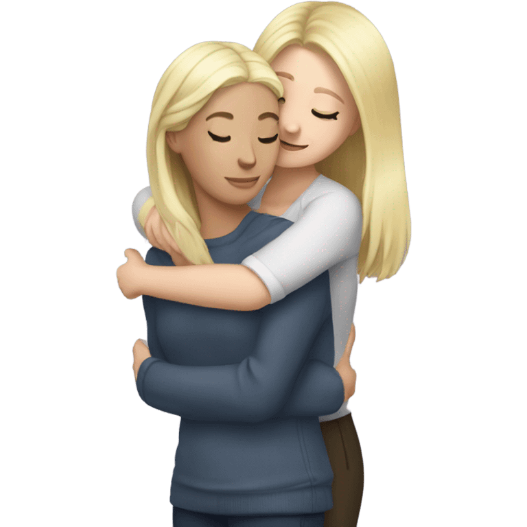 The woman blonde hugs the girl brunette  emoji