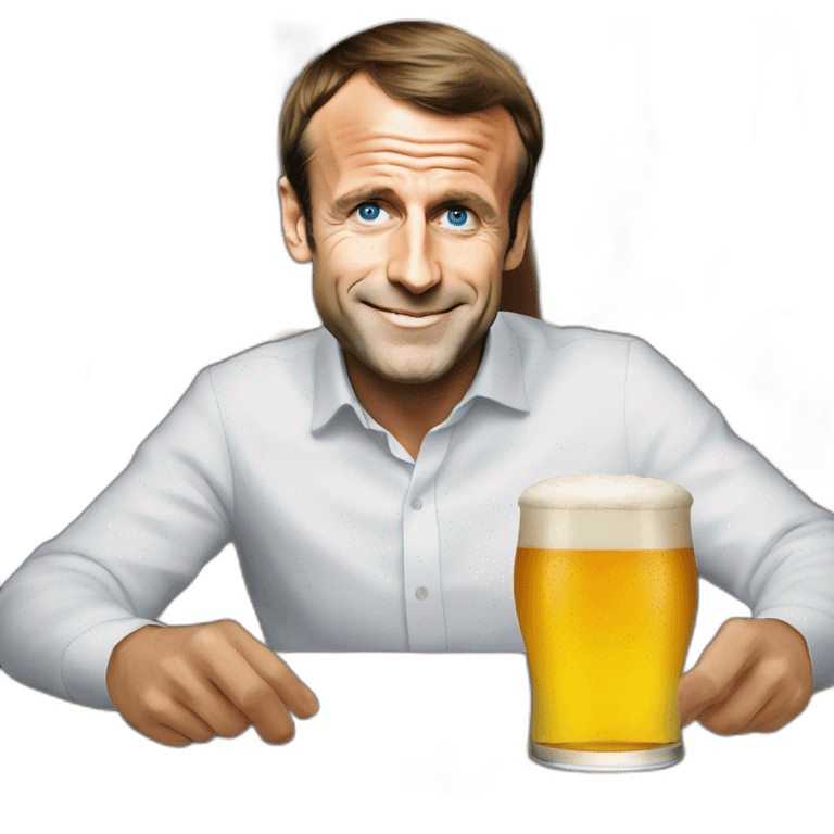 Emmanuel Macron buvant une bière emoji