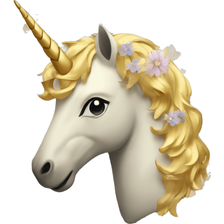 Gold unicorn with floral pattern on it emoji