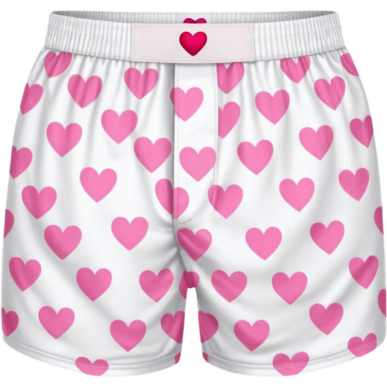 Pink heart patterned white pair of boxers emoji