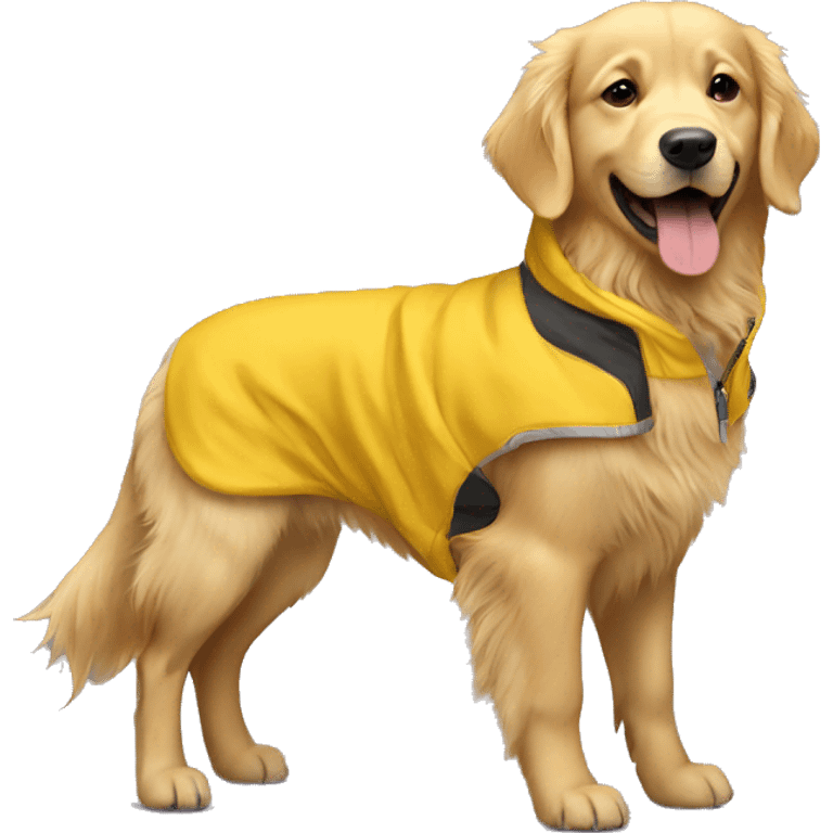 golden retriever wearing yellow jacket  emoji