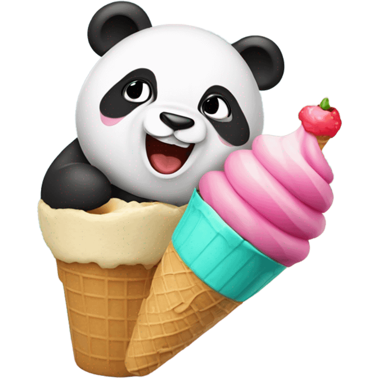 Panda eating ice cream emoji