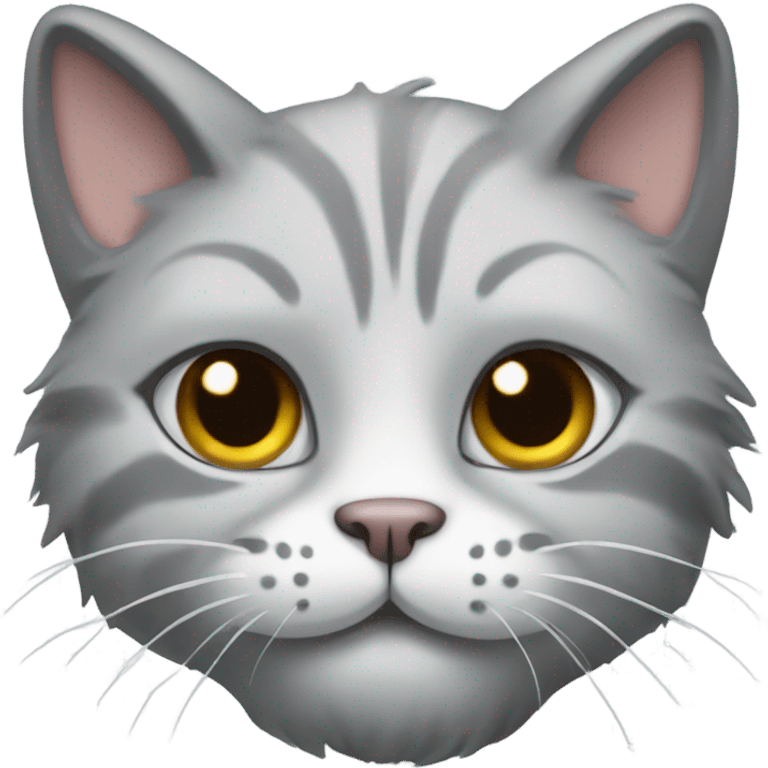 Grey fluffy cat tusk emoji