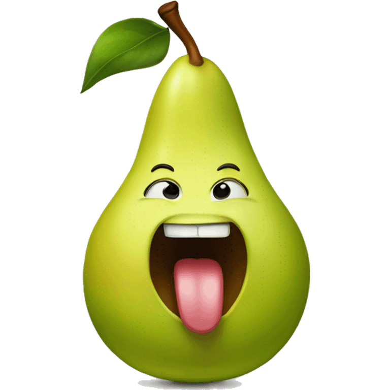 pear with big tongue emoji