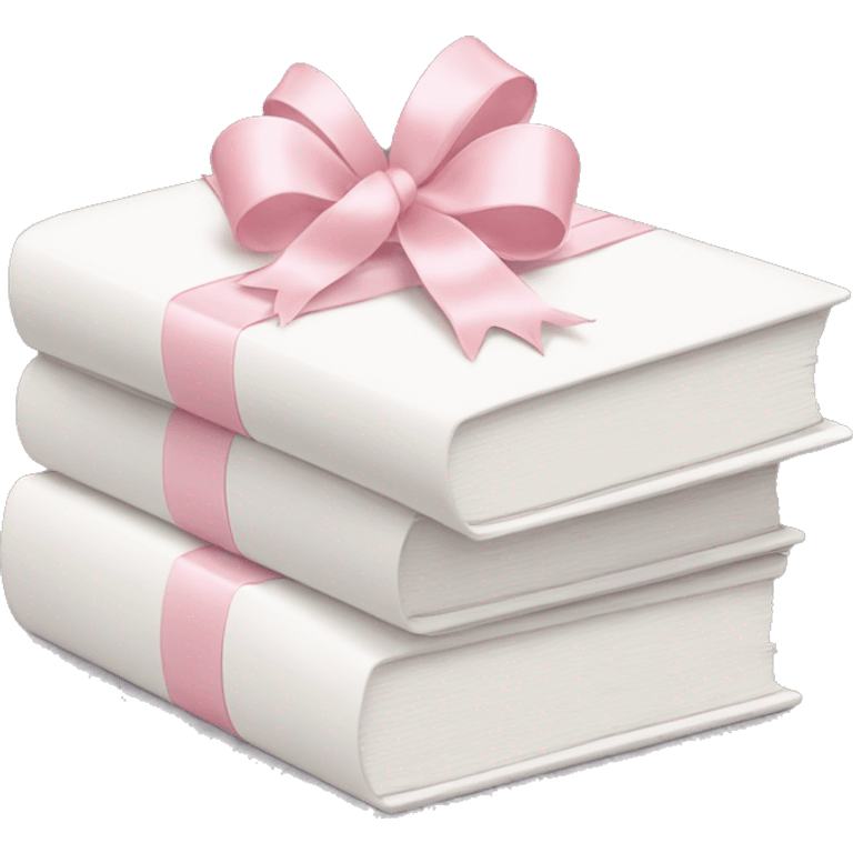 Stack of white books with light pink bow on top emoji