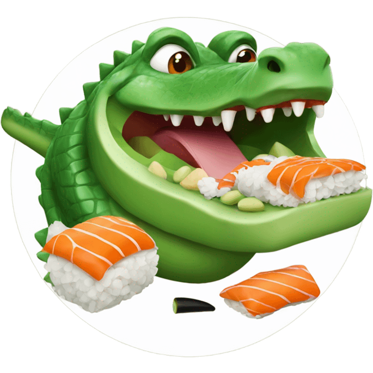 Crocodile eating sushi emoji