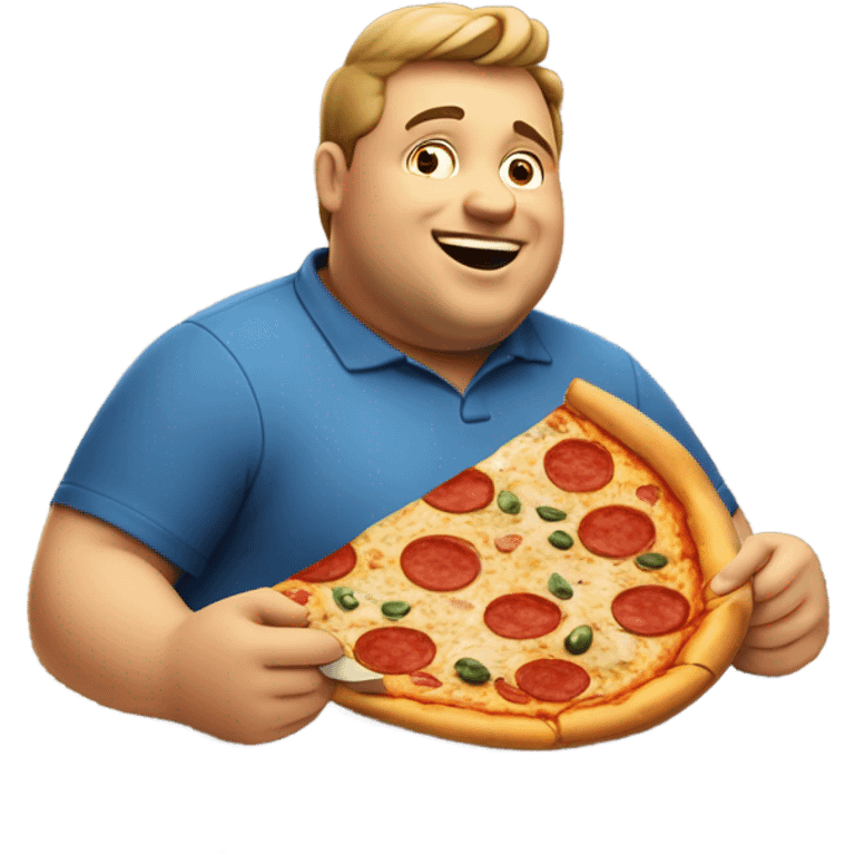 Fat man eating pizza emoji