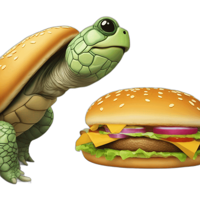 Tortue qui mange un burger emoji