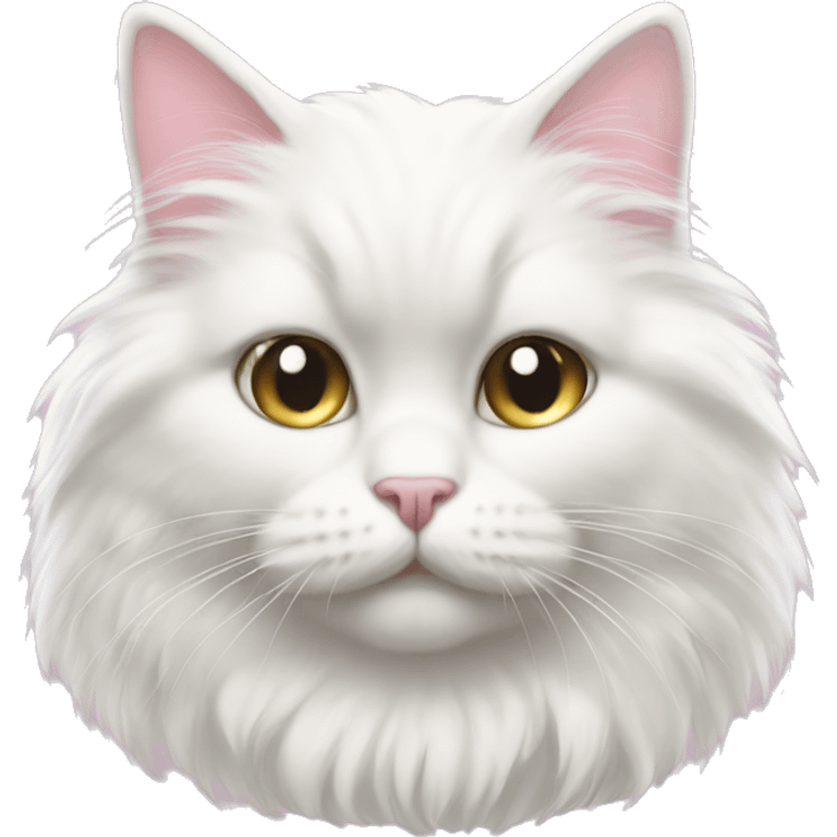 white fluffy cat with light pink bow emoji