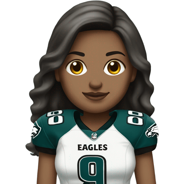  White female brunette wearing Philadelphia Eagles jersey emoji