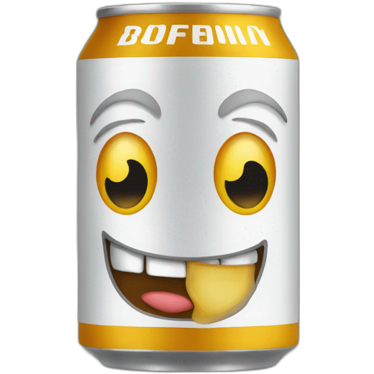 Beer can with a face emoji