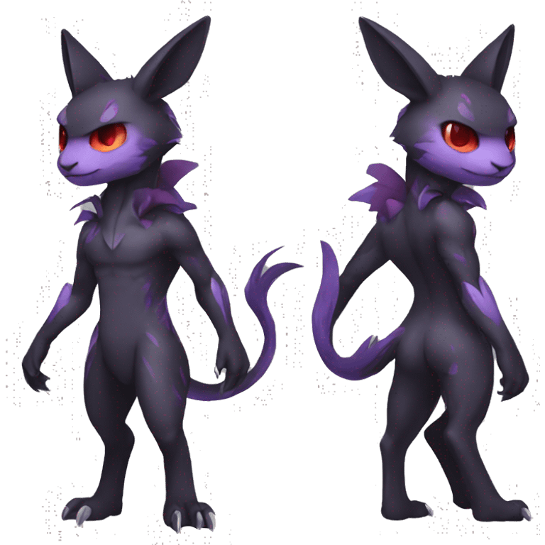 Cute cool dark black red purple animal hybrid Fakemon full body emoji