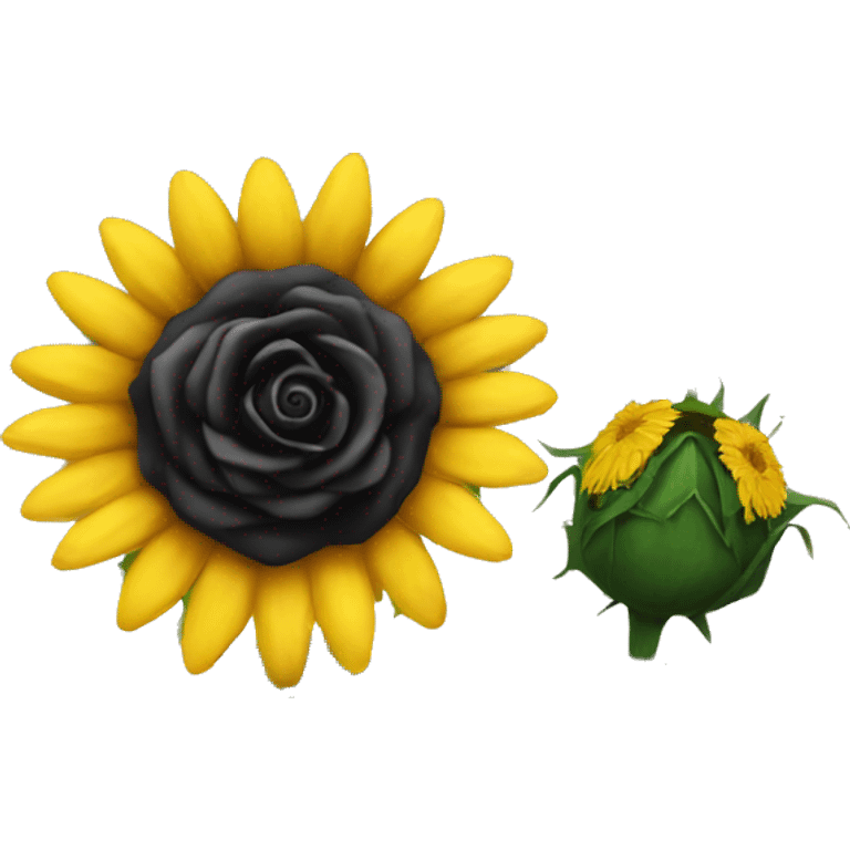 Black rose with a sunflower emoji